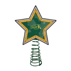 10" Lighted Green And Yellow Star NCAA North Dakota State Bison Christmas Tree Topper