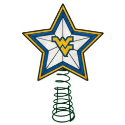 10" Lighted Blue And Yellow Star NCAA West Virginia Mountaineers Christmas Tree Topper