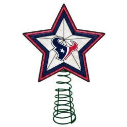 10" Lighted Red And Blue NFL Houston Texans Christmas Tree Topper