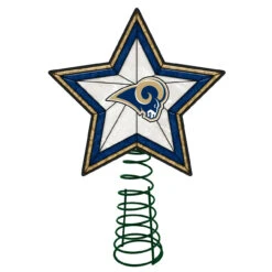 10" Lighted White And Blue Star NFL Los Angeles Rams Christmas Tree Topper