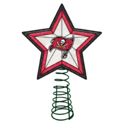 10" Lighted Red And Black Star NFL Tampa Bay Buccaneers Christmas Tree Topper