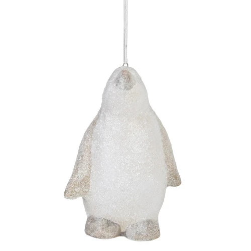 4" White Glitter Standing Penguin Christmas Hanging Ornament 4 4" White Glitter Standing Penguin Christmas Hanging Ornament - Image 2