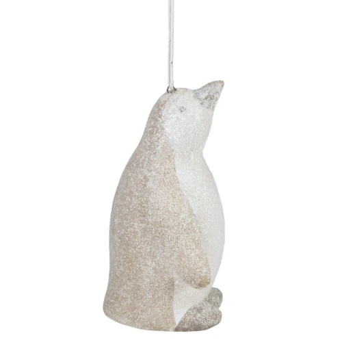4" White Glitter Standing Penguin Christmas Hanging Ornament 5 4" White Glitter Standing Penguin Christmas Hanging Ornament - Image 3