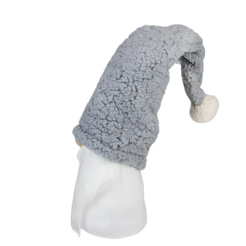 28" White And Gray Gnome With A High Pile Fleece Snowflake Bendable Winter Hat 6 28" White And Gray Gnome With A High Pile Fleece Snowflake Bendable Winter Hat - Image 4