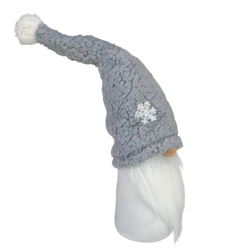 28" White And Gray Gnome With A High Pile Fleece Snowflake Bendable Winter Hat 4 28" White And Gray Gnome With A High Pile Fleece Snowflake Bendable Winter Hat - Image 2