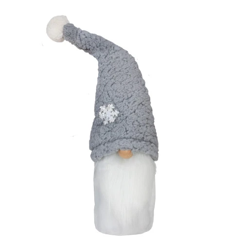 28" White And Gray Gnome With A High Pile Fleece Snowflake Bendable Winter Hat 3 28" White And Gray Gnome With A High Pile Fleece Snowflake Bendable Winter Hat