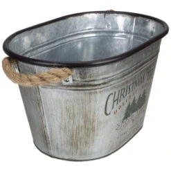 11" Silver Oval Christmas Tree Bucket With Jute Rope 9 11" Silver Oval Christmas Tree Bucket With Jute Rope -Christmas Decoration Store meravic r7433 4 49266.1587644959