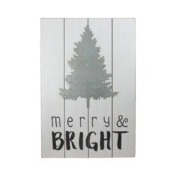 20" Gray And Black Rectangular Christmas Wall Hanging
