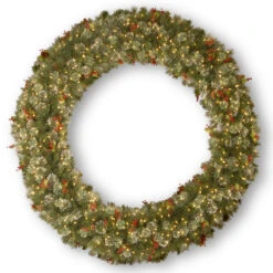 72” Pre-Lit Wintry Pine Artificial Christmas Wreath - Clear Lights