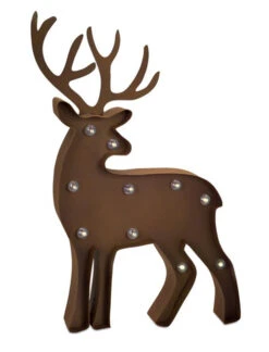 Melrose 21" Brown Rustic Standing LED Lighted Reindeer Marquee Christmas Decor