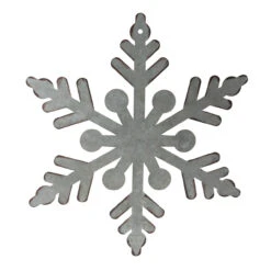 13.75” Galvanized Metal Weathered Snowflake Christmas Ornament Wall Decoration