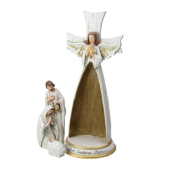 3-Piece Beige And White Holy Family In Angel Nativity Table Top Christmas Figurine 12.75" -Christmas Decoration Store napco 50788 2 42118.1587644263