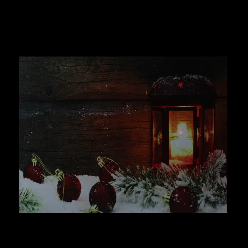 Northlight LED Lighted Candle Lantern In The Wintry Outdoors Christmas Canvas Wall Art 12" X 15.75" 4 Northlight LED Lighted Candle Lantern In The Wintry Outdoors Christmas Canvas Wall Art 12" X 15.75" - Image 2