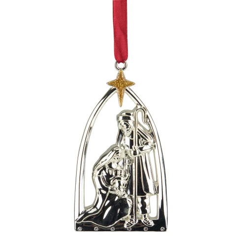 Northlight 3.5" Silver-Plated Nativity Scene Christmas Ornament With European Crystals 3 Northlight 3.5" Silver-Plated Nativity Scene Christmas Ornament With European Crystals