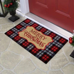Northlight Red And Black Plaid "Merry Christmas" Rectangular Doormat 18" X 30" -Christmas Decoration Store northlight20fw28330 styled 89423.1642205486