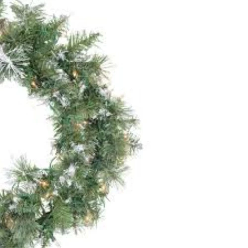 Northlight Pre-Lit Snow Mountain Pine Artificial Christmas Wreath - 30-Inch, Clear Lights 5 Northlight Pre-Lit Snow Mountain Pine Artificial Christmas Wreath - 30-Inch, Clear Lights - Image 3
