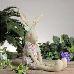 Northlight 20" Sitting Linen Pink And Green Floral Easter Bunny Rabbit Spring Figure -Christmas Decoration Store northlight20sh14428 2 23399.1588362495