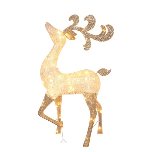Northlight 4.6' Lighted And Glitter Drenched Reindeer Outdoor Christmas Yard Art 3 Northlight 4.6' Lighted And Glitter Drenched Reindeer Outdoor Christmas Yard Art