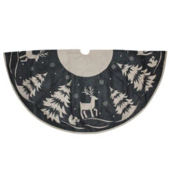 56" Gray And Black Reindeer In Forest Christmas Tree Skirt