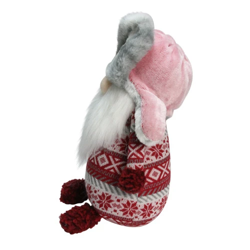 Northlight 12" Red And White Nordic Gnome With Pink And Grey Fur Trapper Hat Christmas Decoration 4 Northlight 12" Red And White Nordic Gnome With Pink And Grey Fur Trapper Hat Christmas Decoration - Image 2