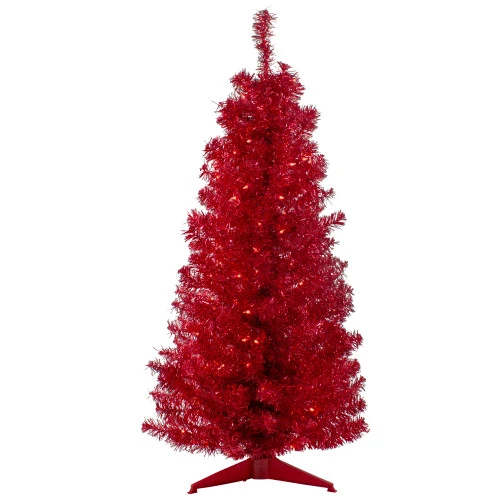 Northlight 4' Pre-Lit Slim Red Artificial Christmas Tree - Clear Lights 3 Northlight 4' Pre-Lit Slim Red Artificial Christmas Tree - Clear Lights