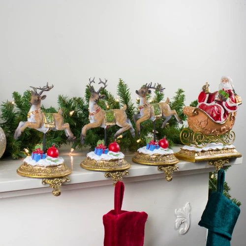 Northlight Set Of 4 Santa And Reindeer Christmas Stocking Holders 9.5" 4 Northlight Set Of 4 Santa And Reindeer Christmas Stocking Holders 9.5" - Image 2