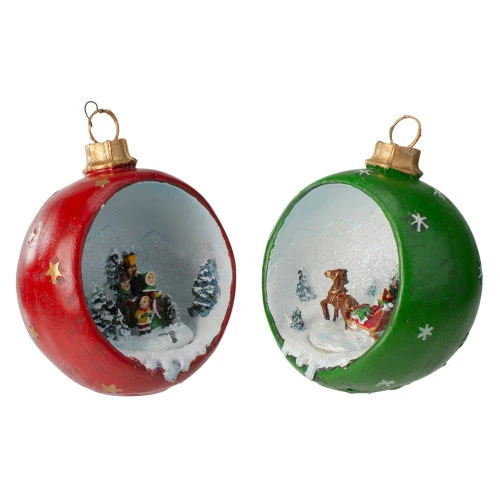 Northlight Set Of 2 LED Lighted Winter Scene Christmas Ornament Decorations 5.75" 4 Northlight Set Of 2 LED Lighted Winter Scene Christmas Ornament Decorations 5.75" - Image 2