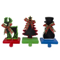 Northlight Set Of 3 Reindeer, Tree, And Snowman With Chalkboard Christmas Stocking Holders 7"