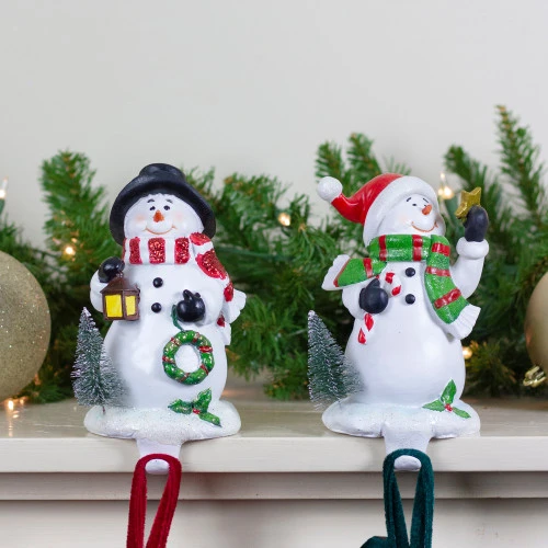 Northlight Set Of 2 Glittered Snowman Christmas Stocking Holders 5.75" 4 Northlight Set Of 2 Glittered Snowman Christmas Stocking Holders 5.75" - Image 2