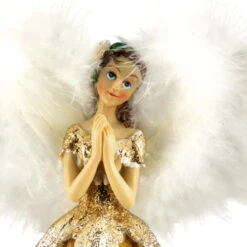 Northlight 10" Gold And White Angel Christmas Tree Topper, Unlit -Christmas Decoration Store northlight e27404 5 00679.1640647156