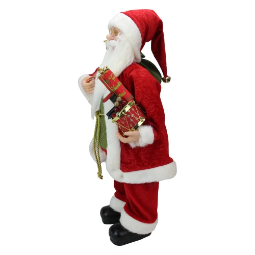 Northlight 24" Red And White Santa Claus With Presents And Drum Christmas Figure 4 Northlight 24" Red And White Santa Claus With Presents And Drum Christmas Figure - Image 2