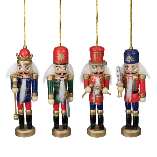 Northlight Set Of 4 Red And Green Christmas Nutcracker Ornaments - 5" 3 Northlight Set Of 4 Red And Green Christmas Nutcracker Ornaments - 5"