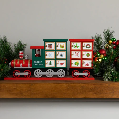 Northlight 16.5" Locomotive Train Wooden Christmas Advent Calendar 4 Northlight 16.5" Locomotive Train Wooden Christmas Advent Calendar - Image 2