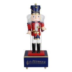 Northlight 12" Red And Navy Nutcracker Drummer Animated And Musical Christmas Figure