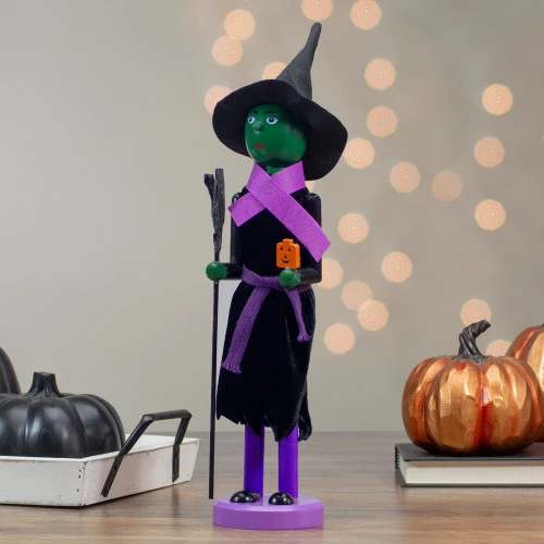 Northlight 14" Black And Green Witch Jack-O-Lantern Halloween Nutcracker With Broom 4 Northlight 14" Black And Green Witch Jack-O-Lantern Halloween Nutcracker With Broom - Image 2