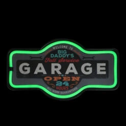 Northlight 17.25" Daddy's Garage Green LED Neon Style Wall Sign -Christmas Decoration Store northlight fm26620 2 76914.1665611640