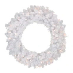Northlight Pre-Lit Flocked Snow White Artificial Christmas Wreath - 36-Inch, Clear Lights