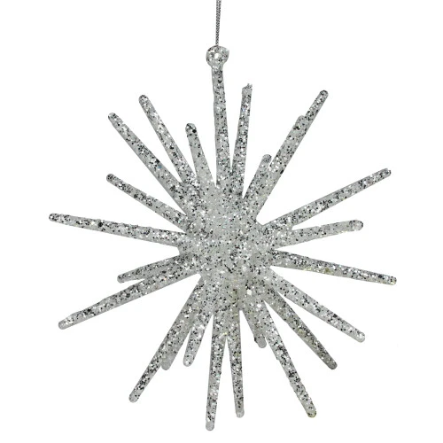 Northlight 8.25” Silver Glittered Starburst Christmas Ornament 3 Northlight 8.25” Silver Glittered Starburst Christmas Ornament