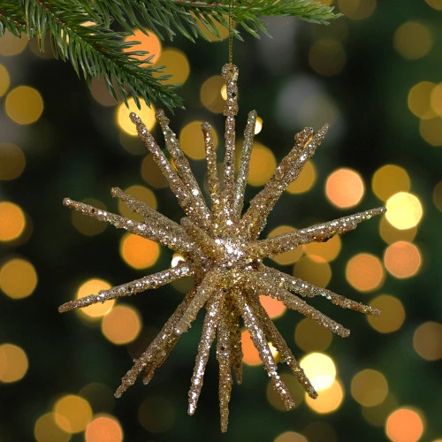 Northlight 8.25" Gold Glitter Starburst Christmas Ornament 4 Northlight 8.25" Gold Glitter Starburst Christmas Ornament - Image 2