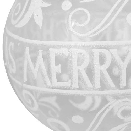 Northlight Clear And White "Merry Christmas" Glass Christmas Ball Ornament 4.5" (114mm) 7 Northlight Clear And White "Merry Christmas" Glass Christmas Ball Ornament 4.5" (114mm) - Image 5