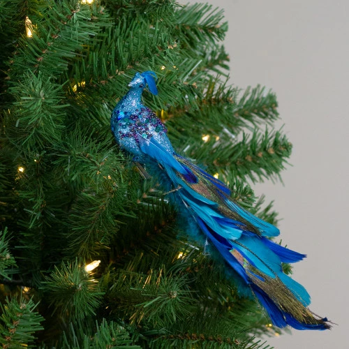 Northlight 10" Blue And Purple Jeweled Peacock Clip-On Christmas Ornament 4 Northlight 10" Blue And Purple Jeweled Peacock Clip-On Christmas Ornament - Image 2