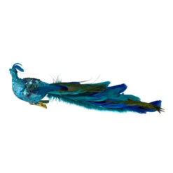 Northlight 10" Blue And Purple Jeweled Peacock Clip-On Christmas Ornament