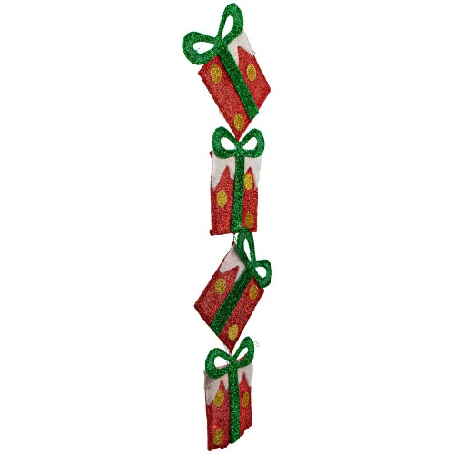 Northlight 44" Lighted Red Tinsel Stacked Gift Boxes Outdoor Christmas Decoration 5 Northlight 44" Lighted Red Tinsel Stacked Gift Boxes Outdoor Christmas Decoration - Image 3