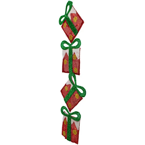 Northlight 44" Lighted Red Tinsel Stacked Gift Boxes Outdoor Christmas Decoration 6 Northlight 44" Lighted Red Tinsel Stacked Gift Boxes Outdoor Christmas Decoration - Image 4