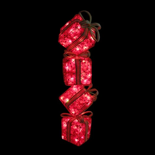 Northlight 34" Red And Green Lighted Candy Stacked Gift Boxes Tower Outdoor Christmas Decoration 4 Northlight 34" Red And Green Lighted Candy Stacked Gift Boxes Tower Outdoor Christmas Decoration - Image 2