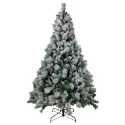 Northlight 6.5' Pre-Lit Full Flocked Somerset Spruce Artificial Christmas Tree - Clear Lights