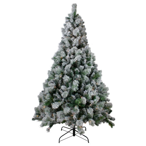 Northlight 6.5' Pre-Lit Full Flocked Somerset Spruce Artificial Christmas Tree - Clear Lights 3 Northlight 6.5' Pre-Lit Full Flocked Somerset Spruce Artificial Christmas Tree - Clear Lights