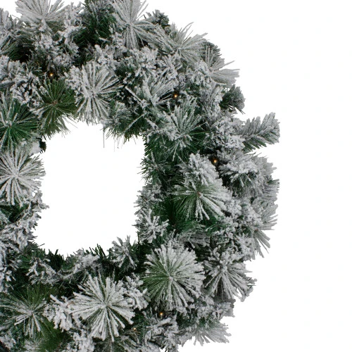 Northlight Pre-Lit Flocked Somerset Spruce Artificial Christmas Wreath - 48-Inch, Clear Lights 4 Northlight Pre-Lit Flocked Somerset Spruce Artificial Christmas Wreath - 48-Inch, Clear Lights - Image 2
