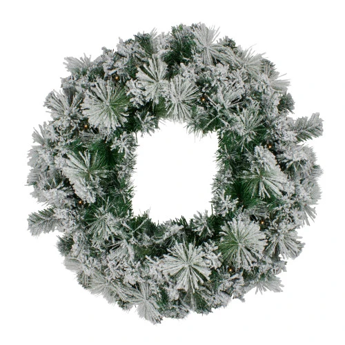 Northlight Pre-Lit Flocked Somerset Spruce Artificial Christmas Wreath - 48-Inch, Clear Lights 3 Northlight Pre-Lit Flocked Somerset Spruce Artificial Christmas Wreath - 48-Inch, Clear Lights
