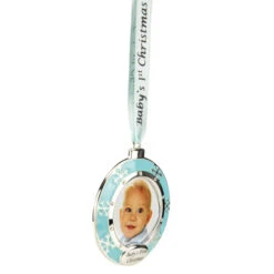 Northlight 3" Blue Silver-Plated Baby's First Christmas Ornament With European Crystals -Christmas Decoration Store northlight hd15143 2 47806.1688047974